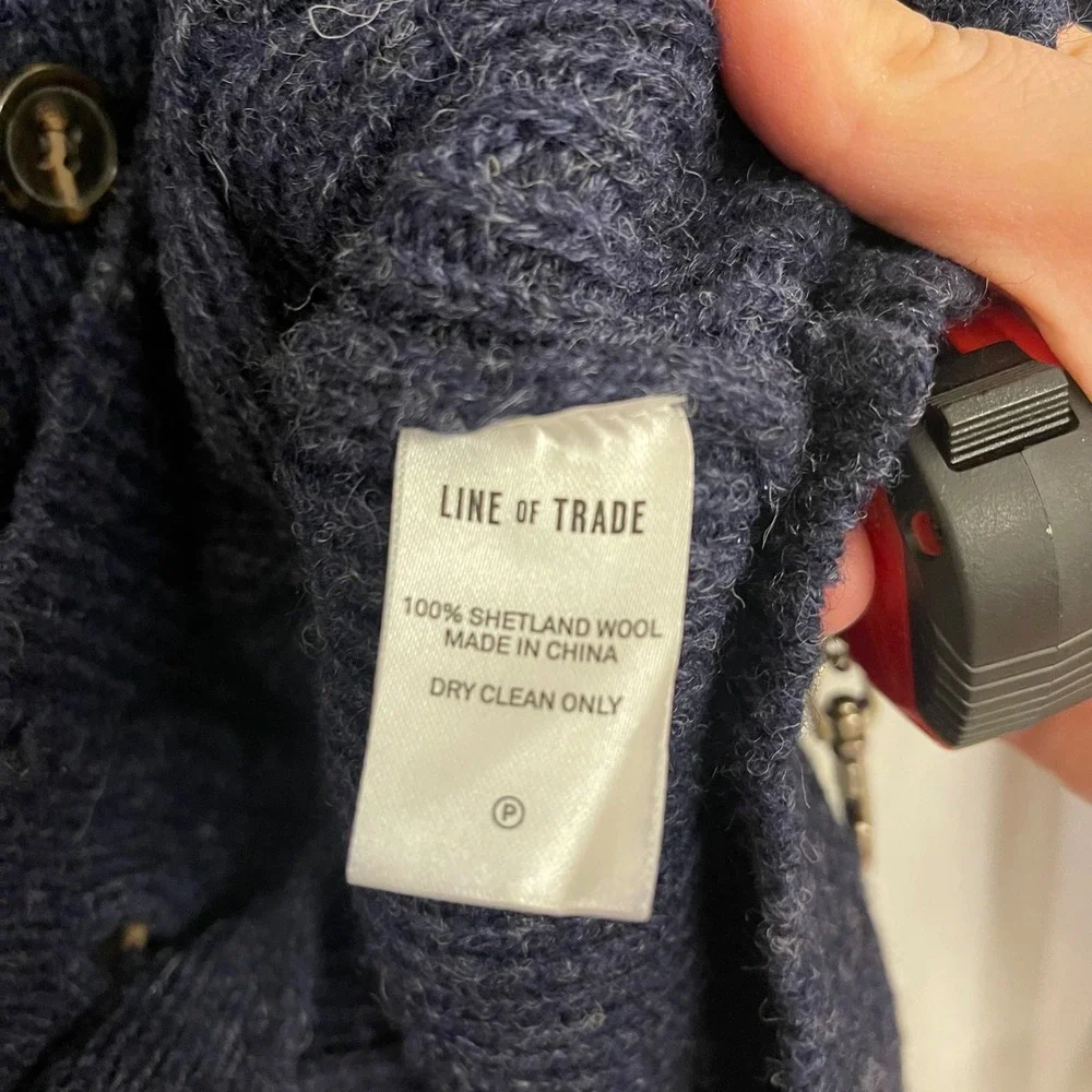 Line of Trade Shetland Wool Blue Long Cardigan Sweater Fall Winter Grandpacore